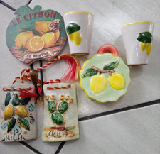 Vintage Mano Italian Pottery Limoncello 2 shot glasses other accessories
