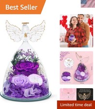 Gifts for Mom Women Birthday Preserved Rose in Glass Angel Figurine Forever F...