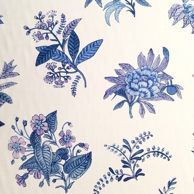 3,4 Meter x SOPHIE ROBINSON ''Woodland Floral'' Leinen/Baumwollstoff Lapisblau