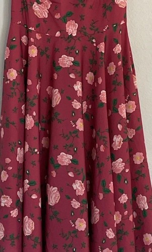 Pink Floral Fit & Flare Dress 6 Puff Sleeve Tea Party 50’s Swing Rockabilly - Picture 7 of 16