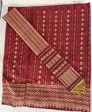 Thai Wrap Incomplete No Hooks Or Hem Sarong Tube W/Sash Burgundy Gold Unfinished