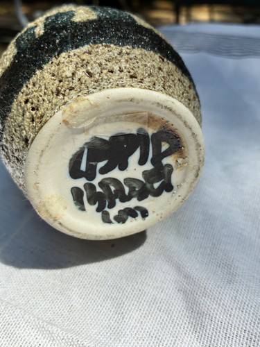 Vtg POPOVI LAPID ISRAEL Fat Lava Glaze MCM Vase SIGNED Modernist Brutalist NOTES - Picture 6 of 7