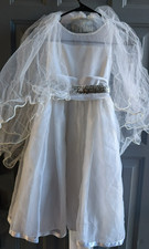 Christening Flower Girl Dress With Veil  Size 4T Girls  Davids Bridal