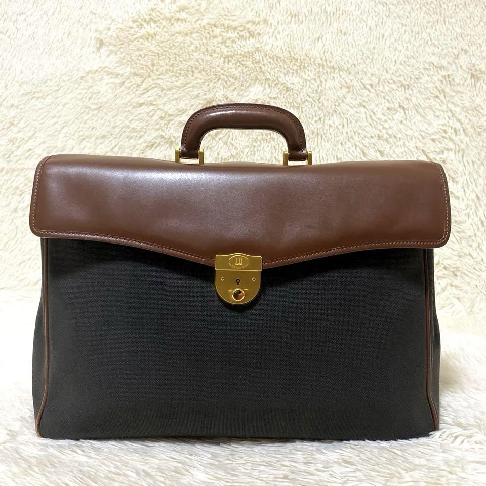 Dunhill Bolso de Mano Bolso de Negocios Maletín Herrajes Dorados PVC/Cuero 116695K Auténtico Foto 3 de 4