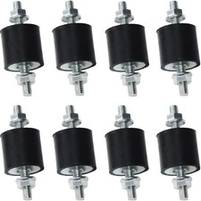8pcs 25x25mm Rubber Vibration Isolator Mounts with M6 Studs - Noise Reduction