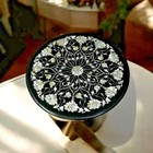 Black Marble Coffee Table – Mother of Pearl Inlay Floral Art – Luxury...