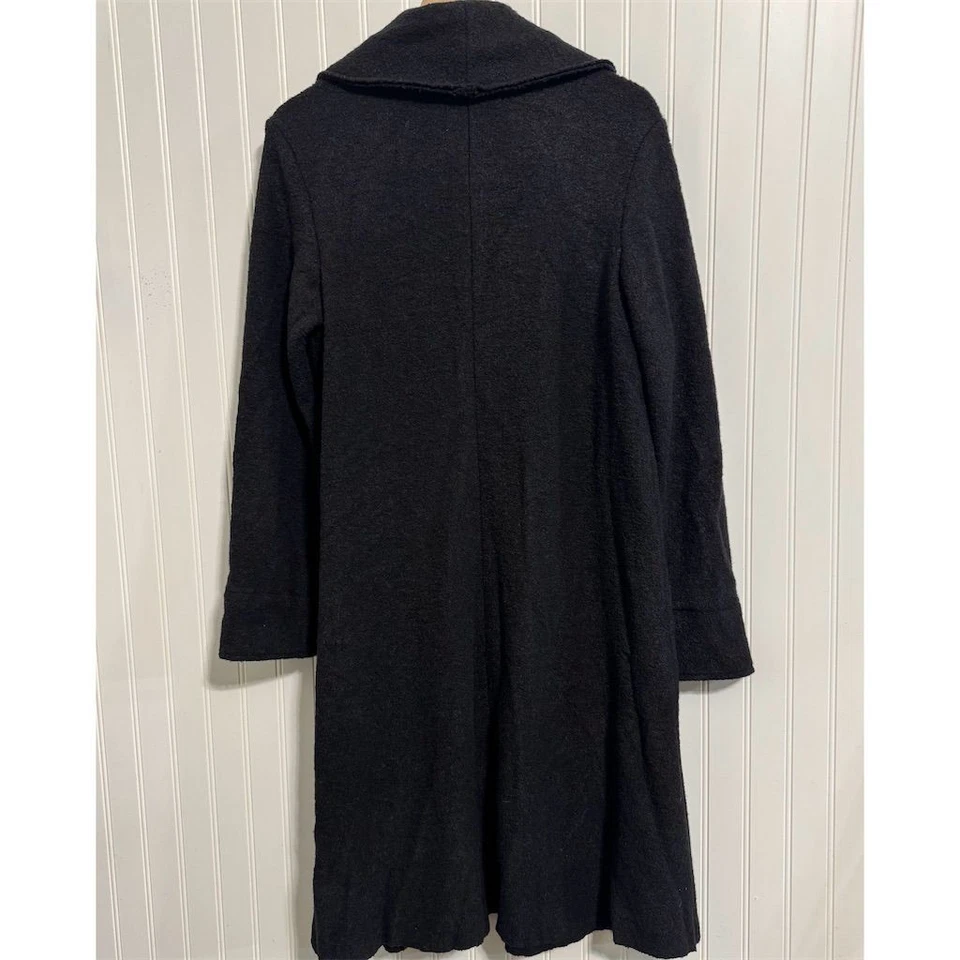 Abrigo plumero de lana hervida Eileen Fisher negro cuello chal S minimalista lujo Foto 2 de 4