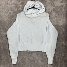 All In Motion Knit Hoodie Womens XL Blue Cropped Textured Pullover Sweater