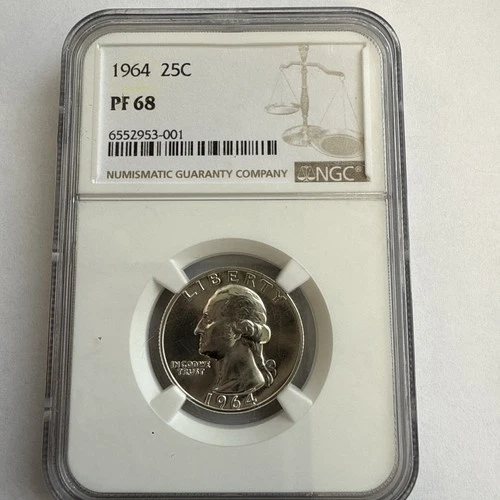 1964 NGC PF68 90% Silver Proof George Washington Quarter White Label