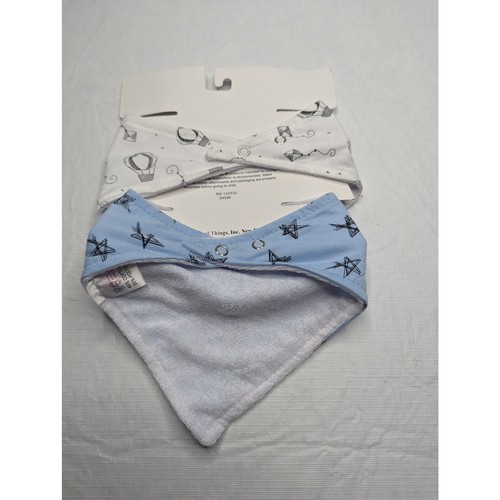 Head Shoulders Toes & Bows Set of 2 Handkerchief Style Baby Boy Bibs NEW - Picture 3 of 3
