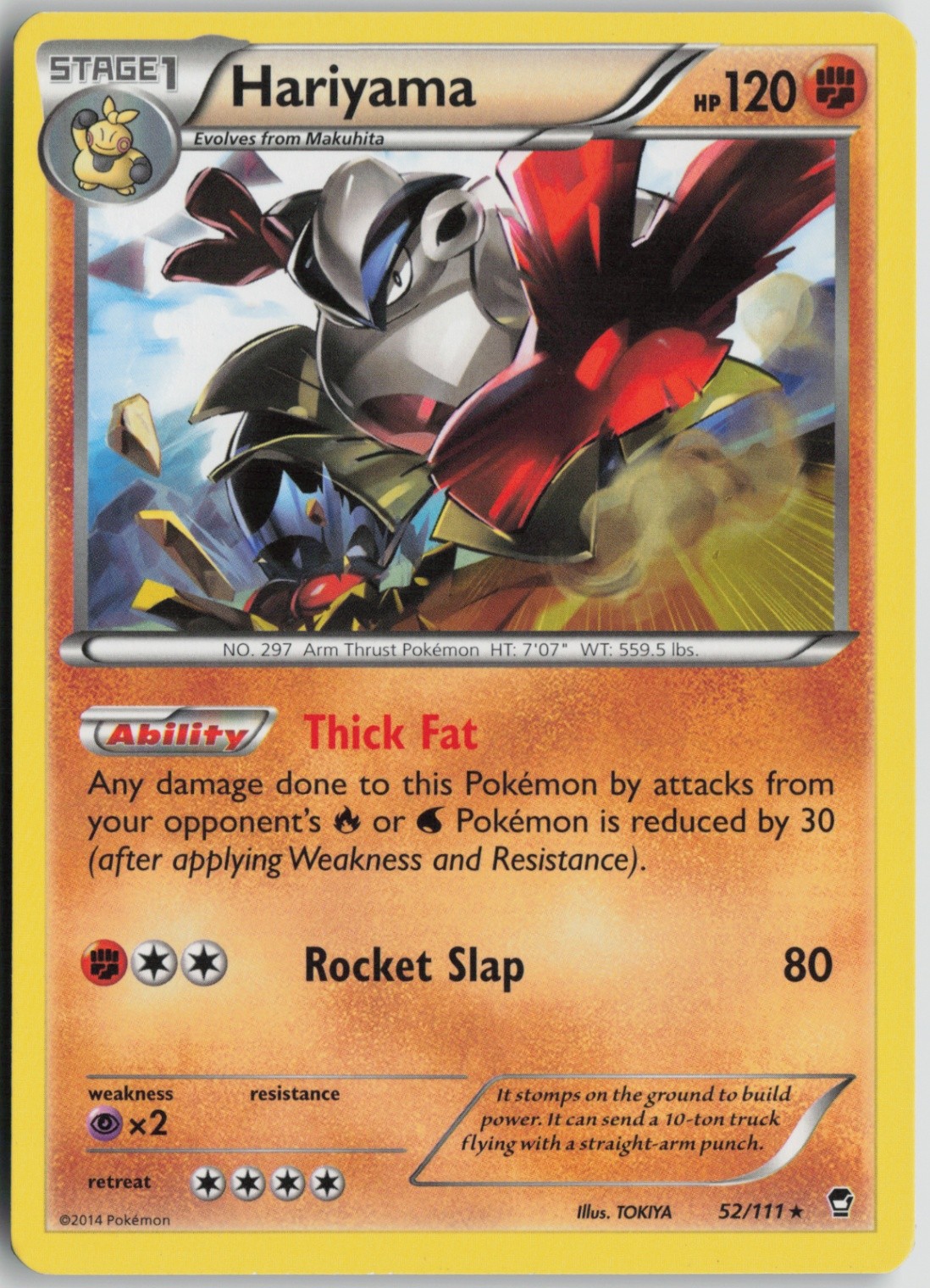 Hariyama 52/111 Rare XY - Furious Fists LP Normal