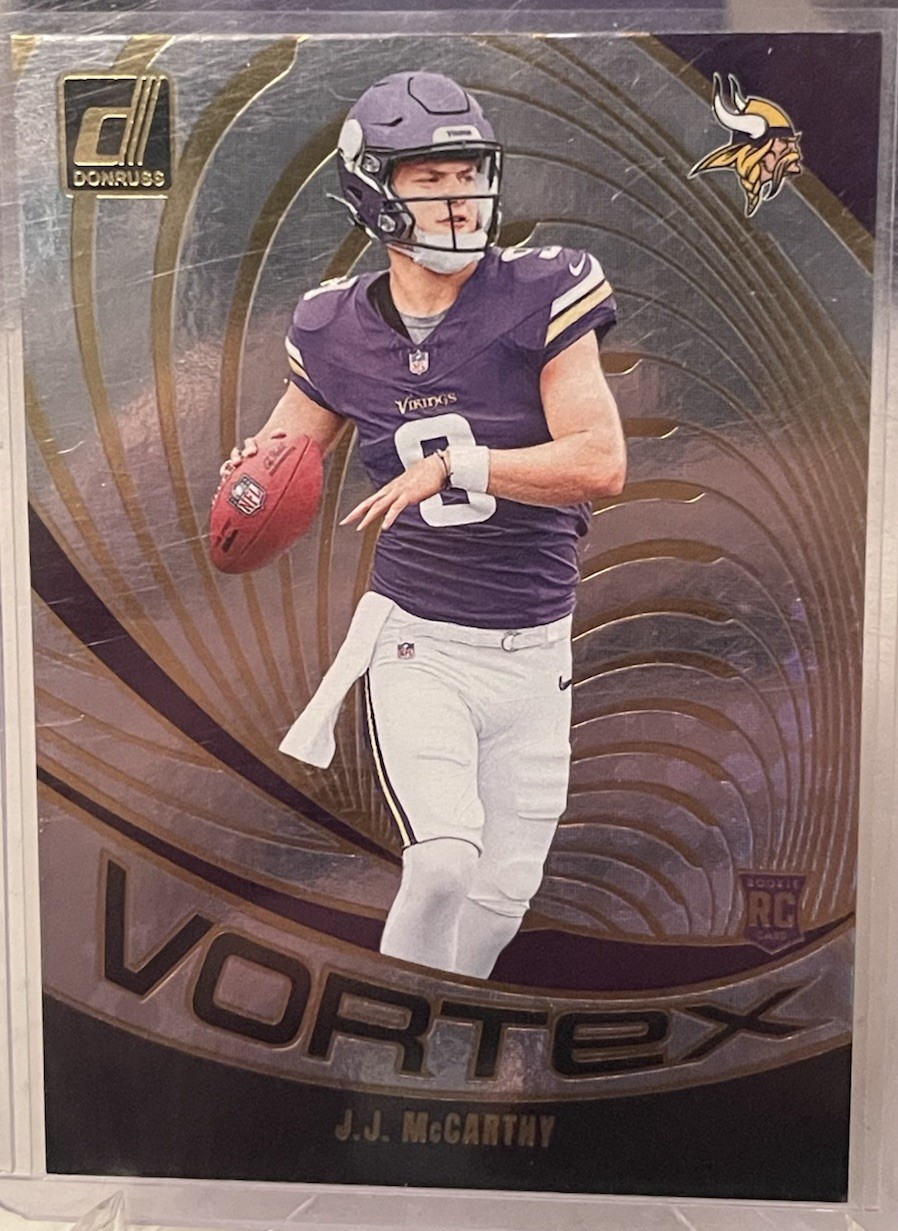 2024 Donruss JJ McCarthy Vortex RC Galactic Rookie #VOR-JMC Minnesota Vikings