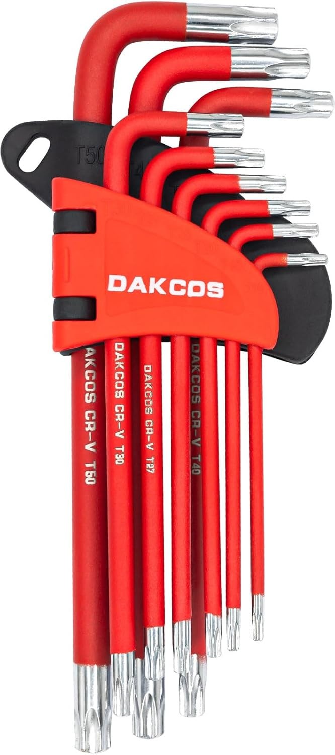 DAKCOS 9pcs Torx Key Set T10-T50 Security Torx End Holes Set Star Wrench Key Se