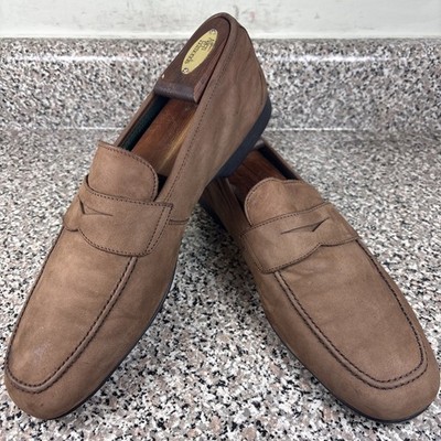 Rossetti Yacht Brown Suede Half Strap Penny Loafers Made In  display picture 2