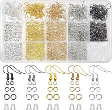150Pcs 5 Colors Earring Hooks Kit Hypoallergenic Ear Wires and 1000Pcs Jump Ring