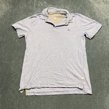 Quiksilver Polo Shirt Men Medium Blue White Micro Striped Performance Modern Fit