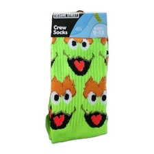 The Sesame Street Oscar Grouch Mens Size 9-13 Green Novelty Crew Socks 1 Pair