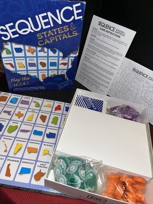 Sequence States & Capitals Board Game Jax Educational Geography 100% Complete