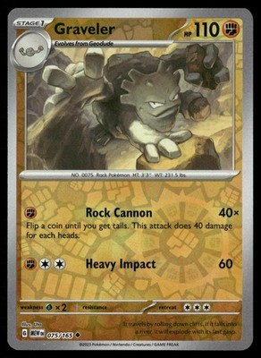 Graveler 075/165 Uncommon 151 Pokemon Reverse Holo Near Mint