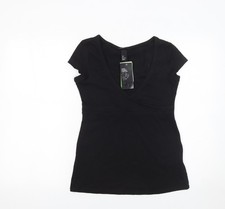 H&M Mama Black Maternity Wrap V-Neck Short Sleeve Top Size S