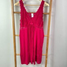 Bras N Things Kaede Slip Dress Womens 18 Red Lace Relaxed Fit Sleeveless V-Neck