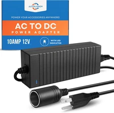 AC to DC Converter 110V to 12V 10A, Power Supply Cigarette Lighter Adapter to Wa