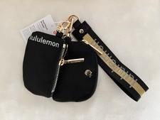  NWT Lululemon Dual Pouch Wristlet Black Wordmark 