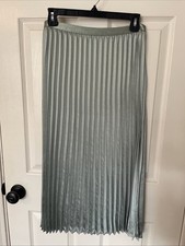 LC Lauren Conrad Green Silky Pleated Skirt Stretch Waist Women’s Size Medium