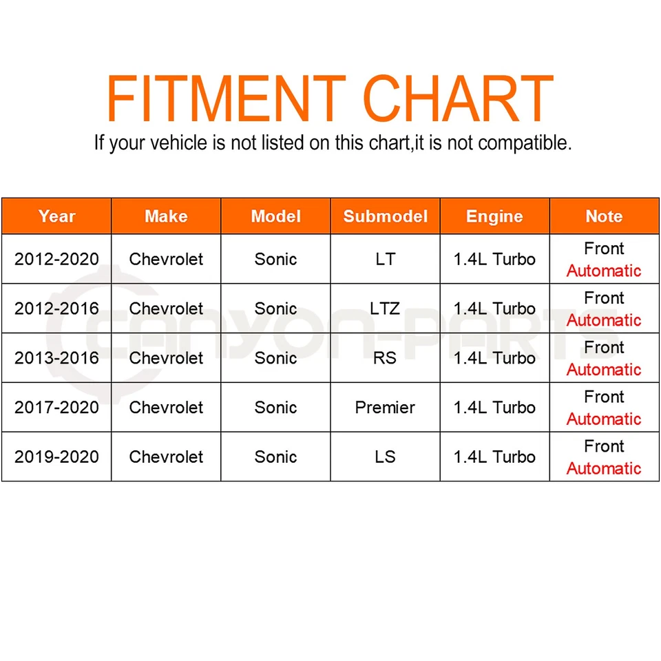 Eje delantero izquierdo derecho CV para Chevy Sonic 2012-2020 1,4 L solo transmisión automática Foto 2 de 4