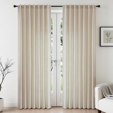 Natural Linen Non See Through Semi Sheer Privacy Curtains 84 Inches, Light Fi...