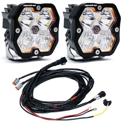 Baja Designs  Squadron 2.0 Sport Clear Driving/Combo Light Pods Pair & Wiring