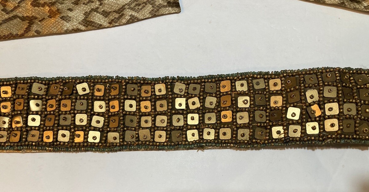 IBISCO Satin/Beaded Sequin Belt NWT Retail $113 Made in  display picture 1