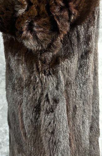 Custom Dark Brown Dyed Opossum Fur Women's Reversible Coat sz 20 or 2X (14807) - Picture 9 of 20