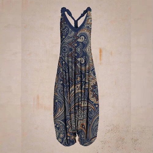 Mujeres Boho Floral Espalda Corredora Mono Damas Informal Suelto Pierna Ancha Pantalones Mameluco - Imagen 52 de 56