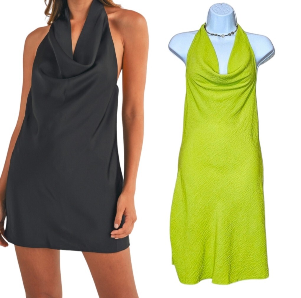 NWT See You Monday Cowl Halter Neck Slinky Dress - Large