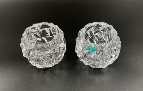 2 Tiffany & Co Rock Cut Crystal Votive Candle Holders Tea Lights~3” - Picture 1 of 4