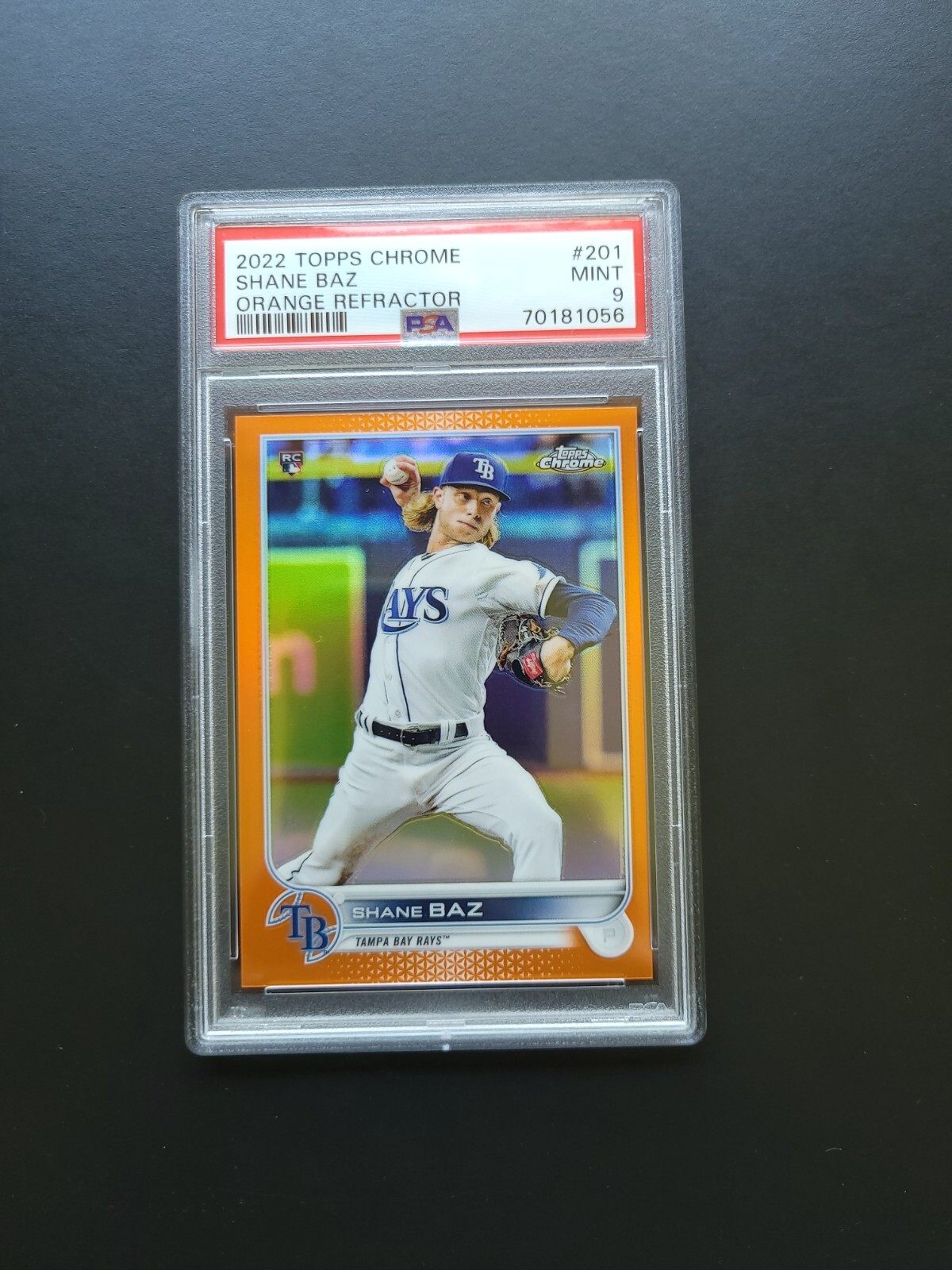 2022 Topps Chrome Orange Refractor /25 Shane Baz #201 RC PSA 9 Mint