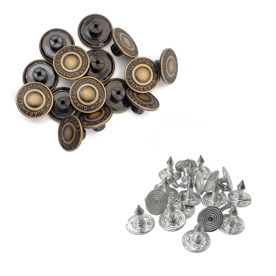 17mm Denim Buttons with Pins Replacement DIY Jacket Handbag Clothing Coat 10pcs - Image 2 of 4