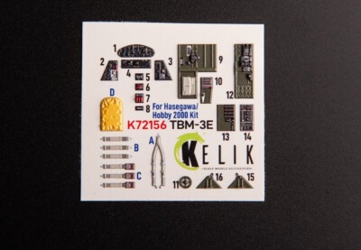 TBM-3E - interior 3D decals for Hobby 2000/Hasegawa kit 1/72 Kelik K72156