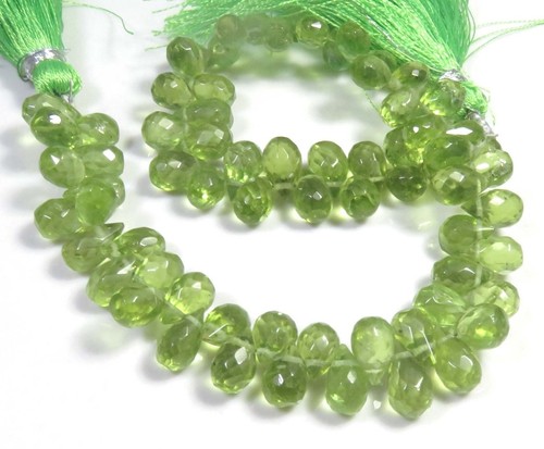 Natürliche Peridot Träne facettierte Edelsteine Briolette Perlen 8" Strang 7-8,5 mm LC-1218 - Bild 8 von 12
