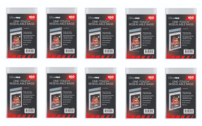 (1000 / 10 Packs) Ultra Pro One-Touch Resealable Bags Sleeves For Card Holders