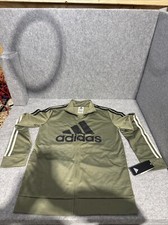 Youth Size Large 14-16 Adidas Contrast 3S Tricot Track Set, Olive/Black