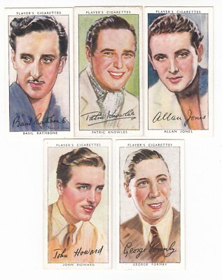 5 1938 Movie Cards BASIL RATHBONE * ALLAN JONES * JOHN HOWARD * GEORGE ROMNEY