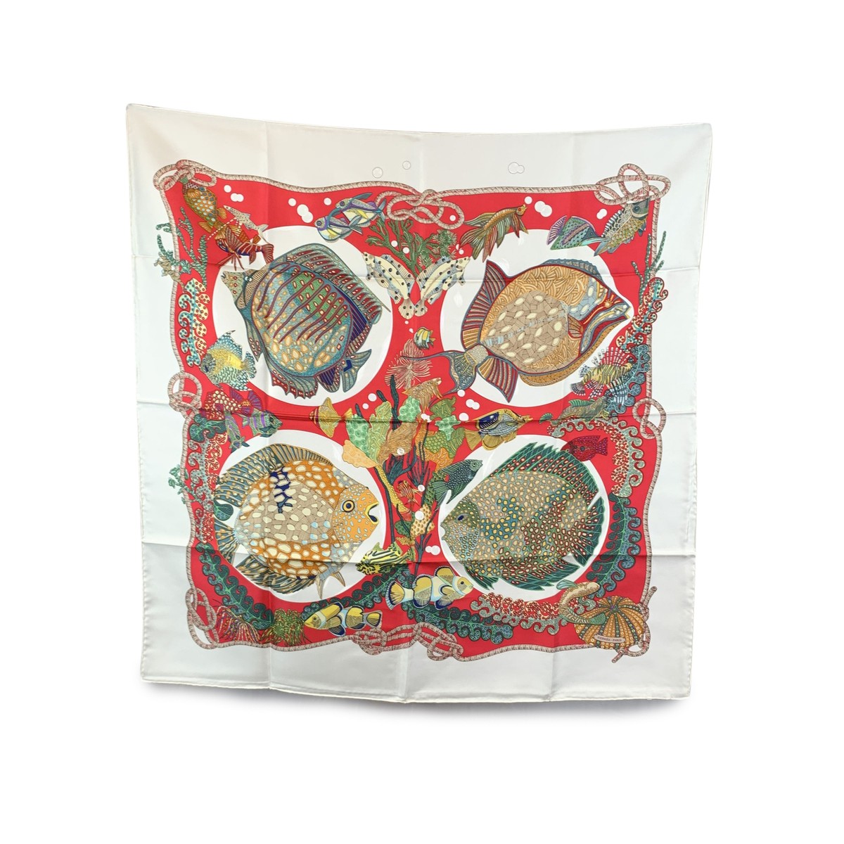 Authentic Hermes Vintage White Silk Scarf Grands Fonds 1992 Annie