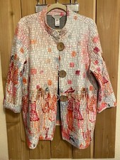 Multiples White & Pink Jacket 3/4 Sleeve Size M Nwot