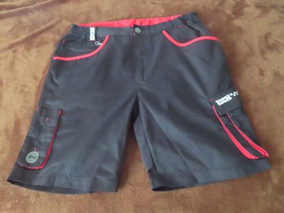 IXS Mountain Bike Downhill Shorts Size M Black Red Denton X-Shorts NWOT (33x9)