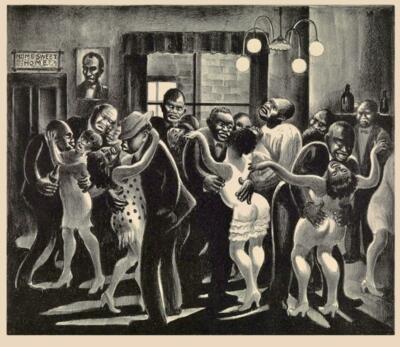 Harlem Rent Party Lithograph Mabel Dwight 1929 Archival Art Print for Framing