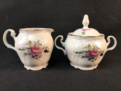 2 Piece Vintage Thun Bernadotte Porcelain SONATA Creamer Jug Sugar Bowl Set