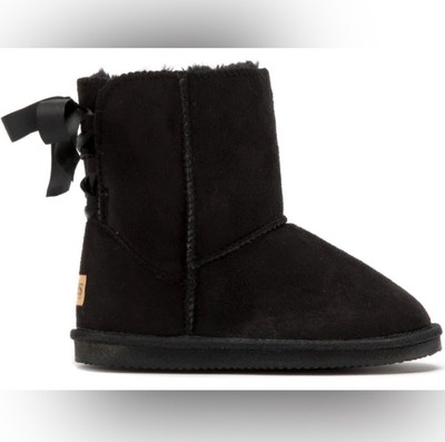 Lamo Girls Black Sherpa Bow Elise Boots Size 2 Kids