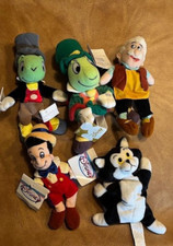 NWT Lot of 5 Disney Store PINOCCHIO Mini Bean Bag Geppetto Figaro Jiminy Cricket